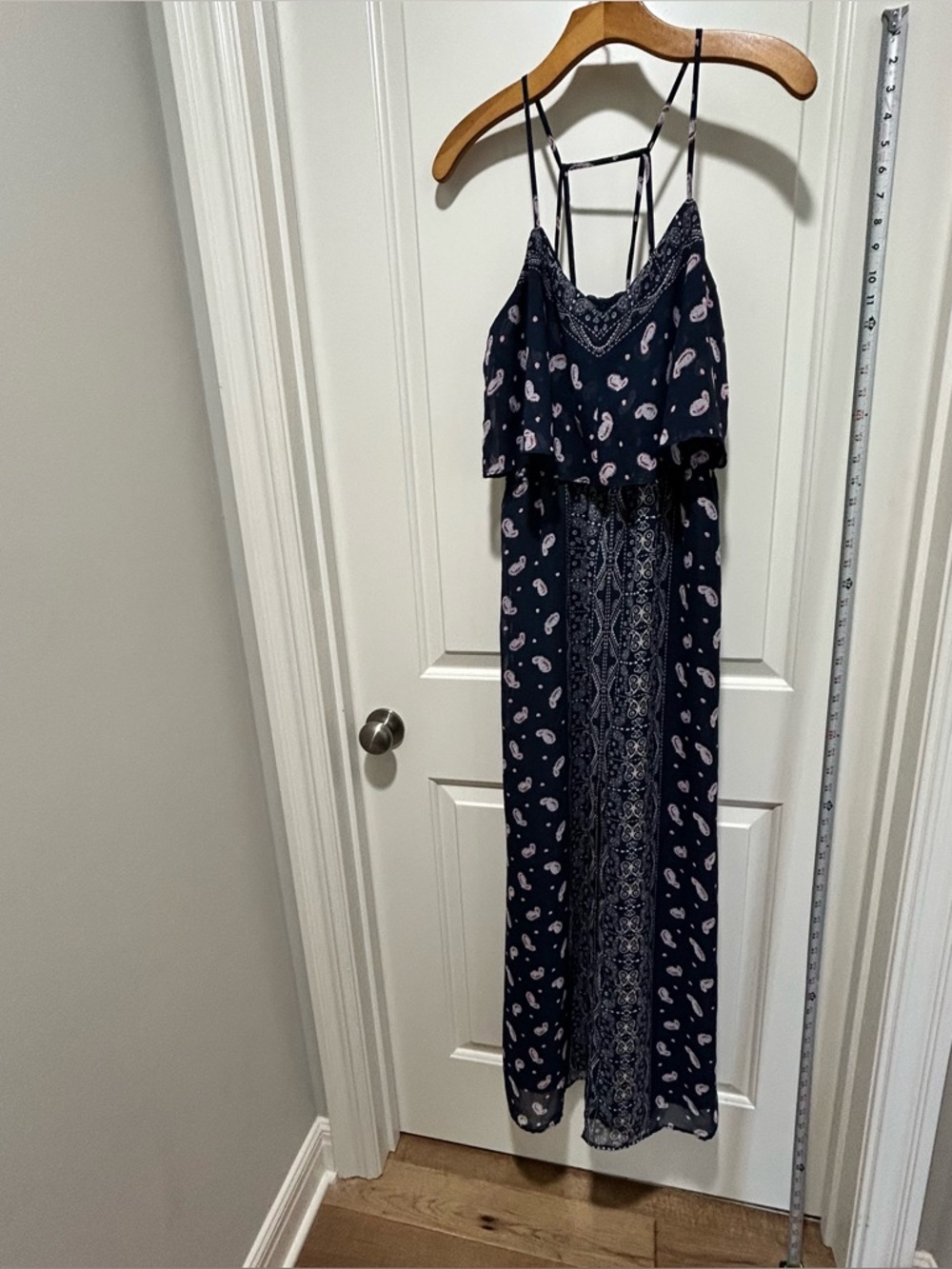 Vera Wang Princess junior size L Navy & Pink detail maxi Dress. LIKE NEW.